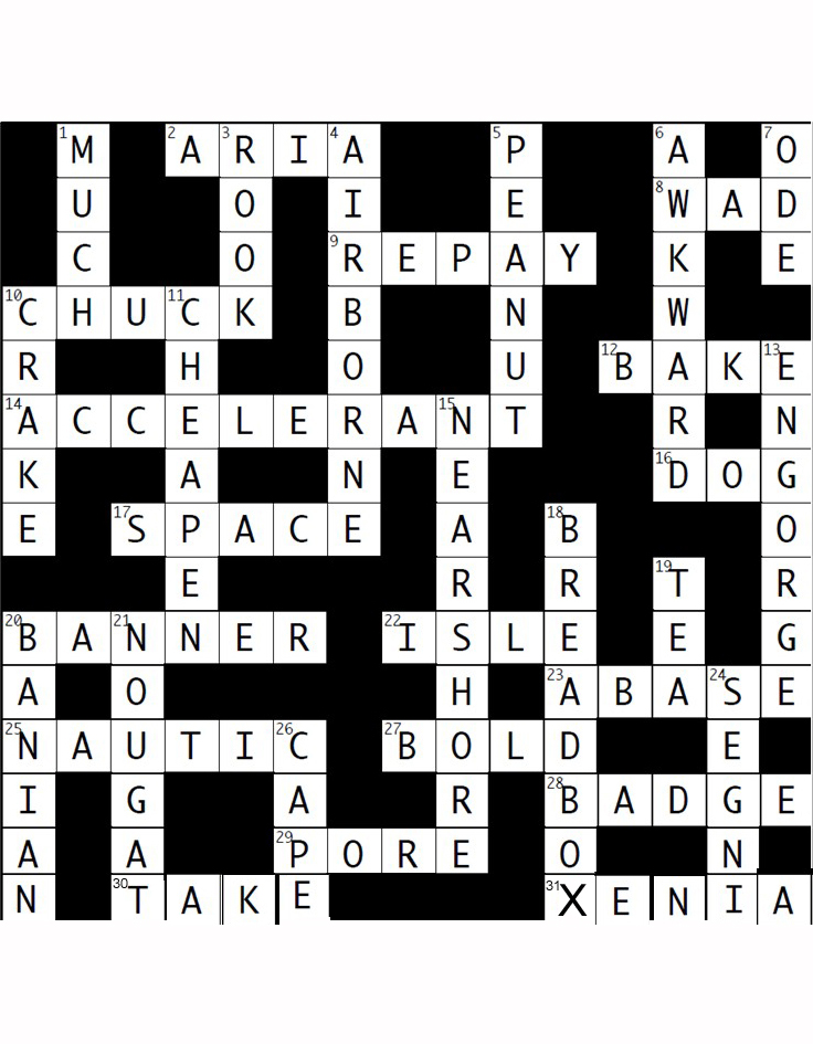 Crossword answers April May 2026